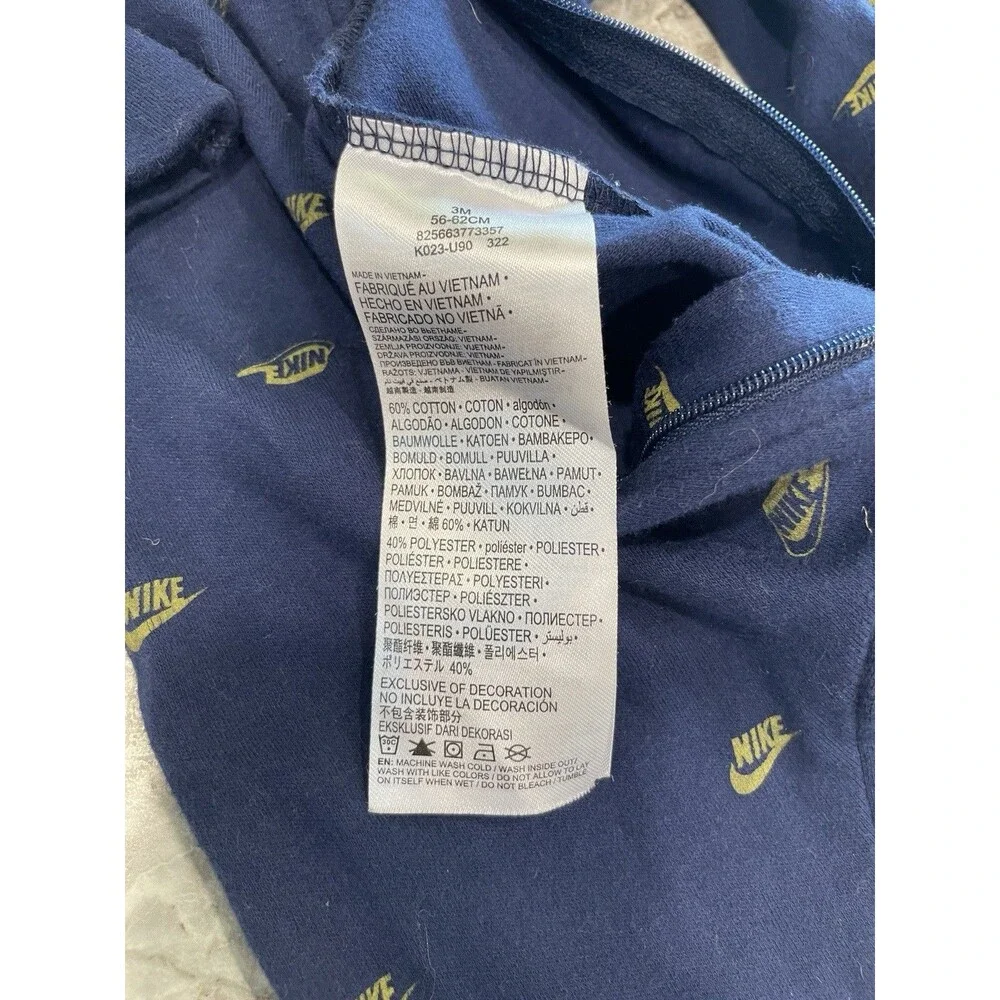 Nike Baby Logo Allover Print Long Sleeve Footed One Piece Pajama Size 3 Months - Picture 5 of 10